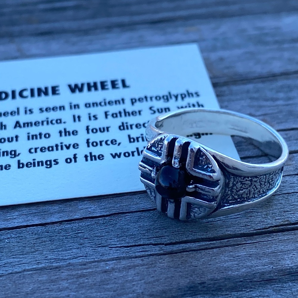 MEDICINE WHEEL Ring .925 Sterling Silver w/ genuine Star Diopside made in USA - Picture 9 of 14
